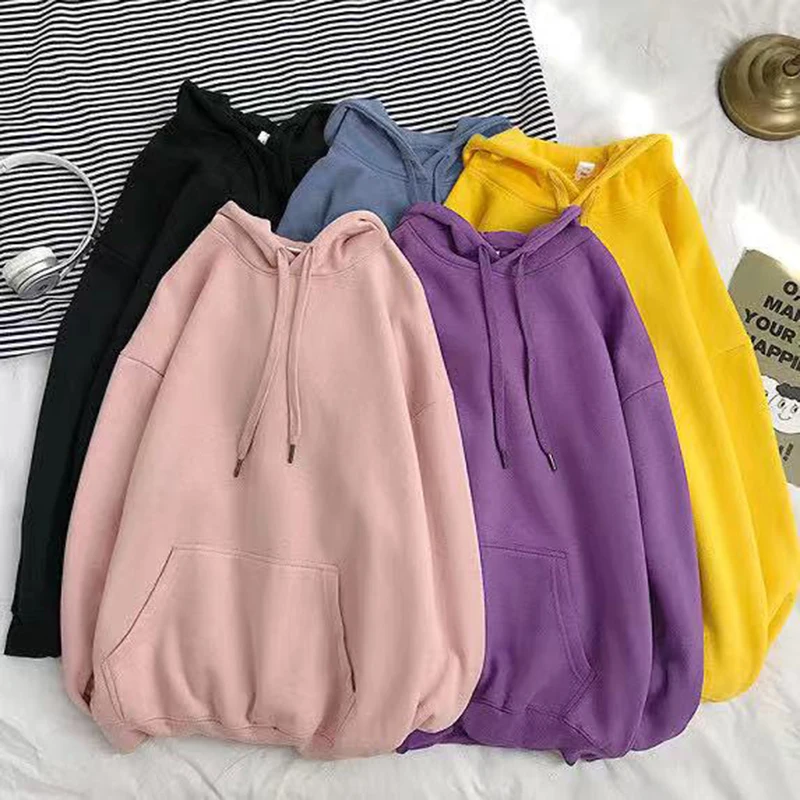 

Oversized Woman's Hooded Sweatshirts 2020 Winter Thick Warm Pullovers Female Korean Style Loose Fashion Fleece Hoodies Tops