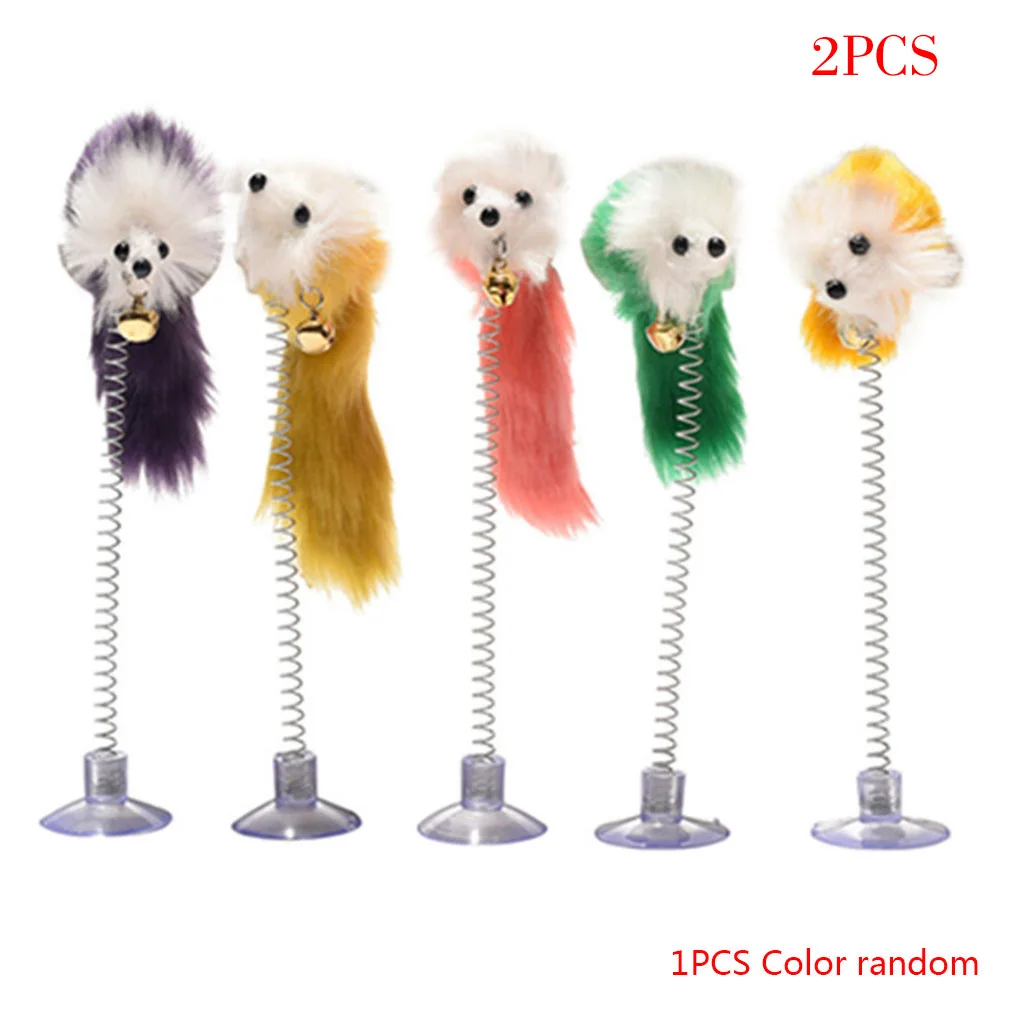 

2 PCS Suction Cup Spring Mouse Cat Toy Cat Interactive Toy Wanpet Pet Cat Toy Random Color