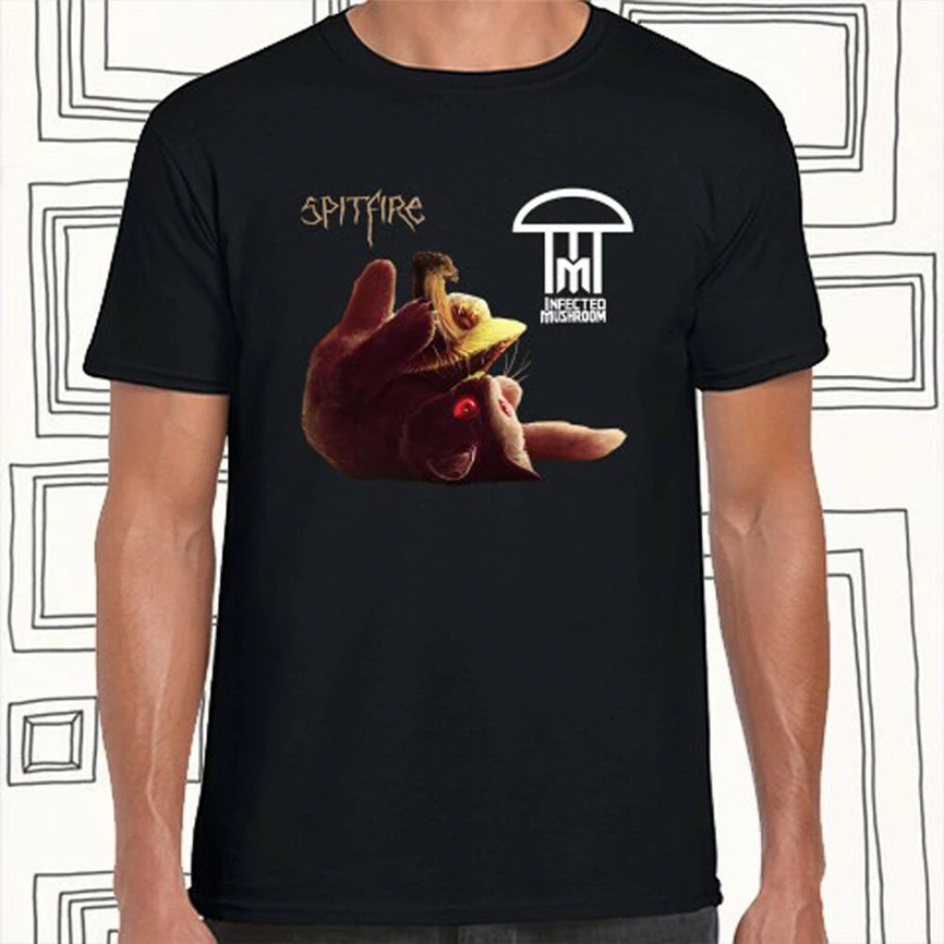 Инфицированный гриб Spitfire логотип мужская Черная Футболка размер S M L XL XXL XXXL