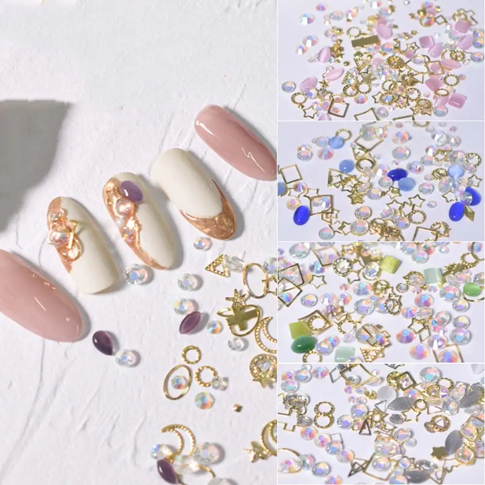 

New Opal Nail Art Ornament Alloy Rivet Flat Resin Luxury Nail Rhinestone Elegant Glamour 3D Manicure Accessories