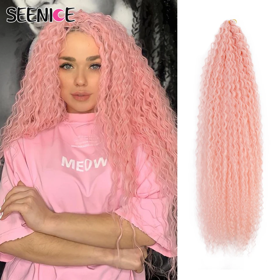 

Crochet Hair Afro Curls Braiding Hair Extensions Synthetic African Braided Hair For Braids Kinky Curly Soft Ombre Pink Black