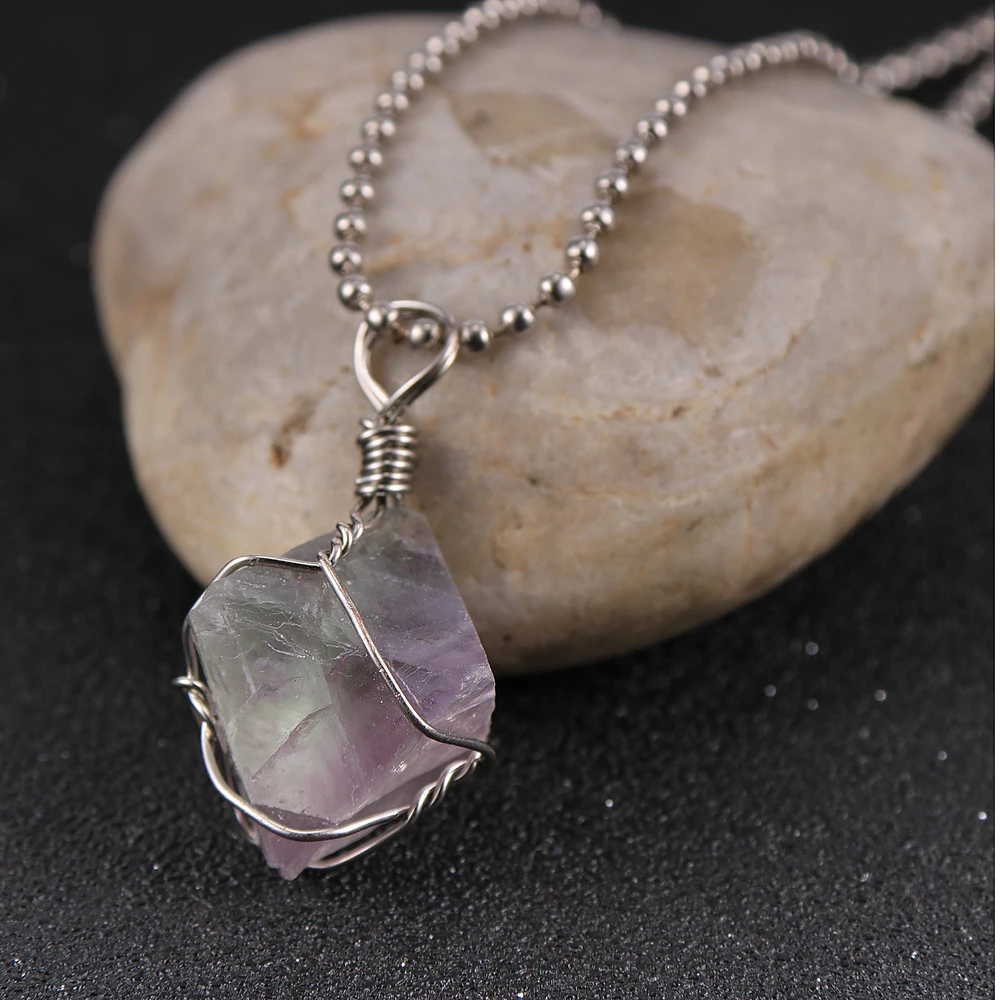 Женское и мужское ожерелье из флюорита с натуральным камнем 15 30 см неправильная