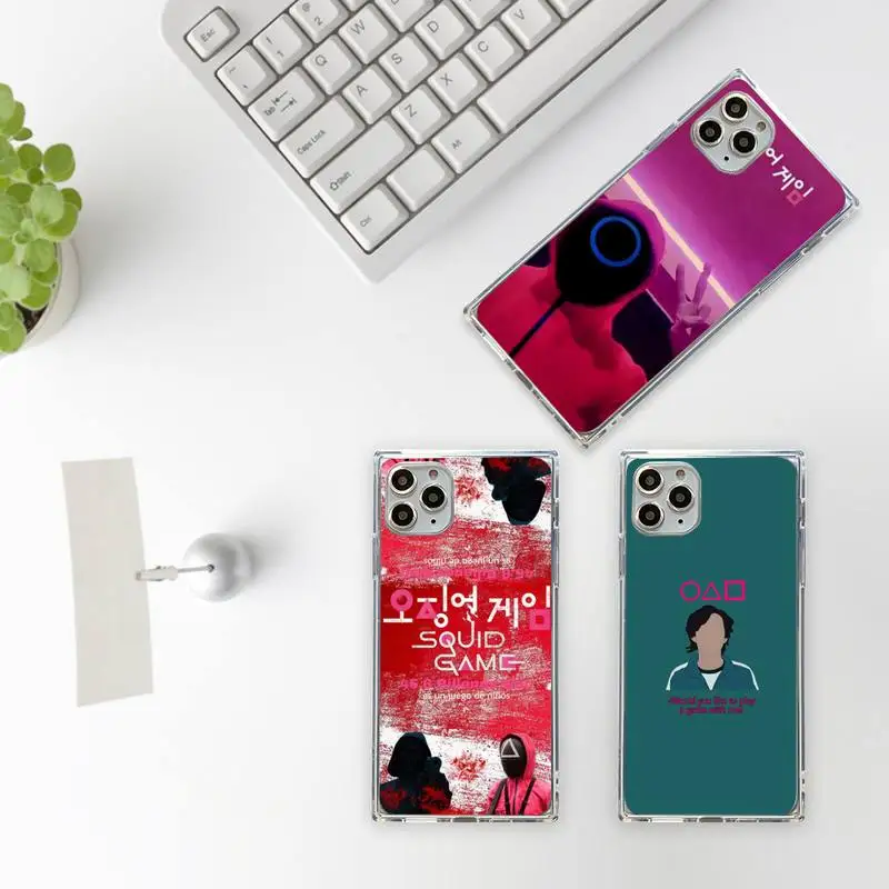 

Squid Game Lee Jung Jae Phone Case For iPhone 7 8 11 12 X XS XR MINI Pro Max Plus Clear Square Transparent HoYeon Jung shell