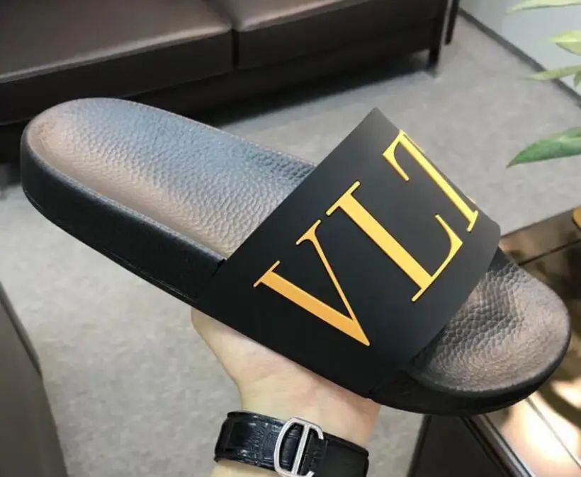 VA brabd/женские мужские тапочки плоские туфли надпись логотип Душ классические