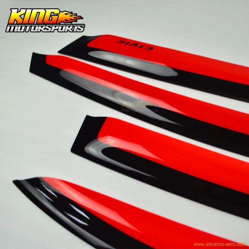 Солнцезащитные дефлекторы Rallye Red подходят для 06 11 Honda Civic Acura CSX 4D Sedan JDM Window # R513|window