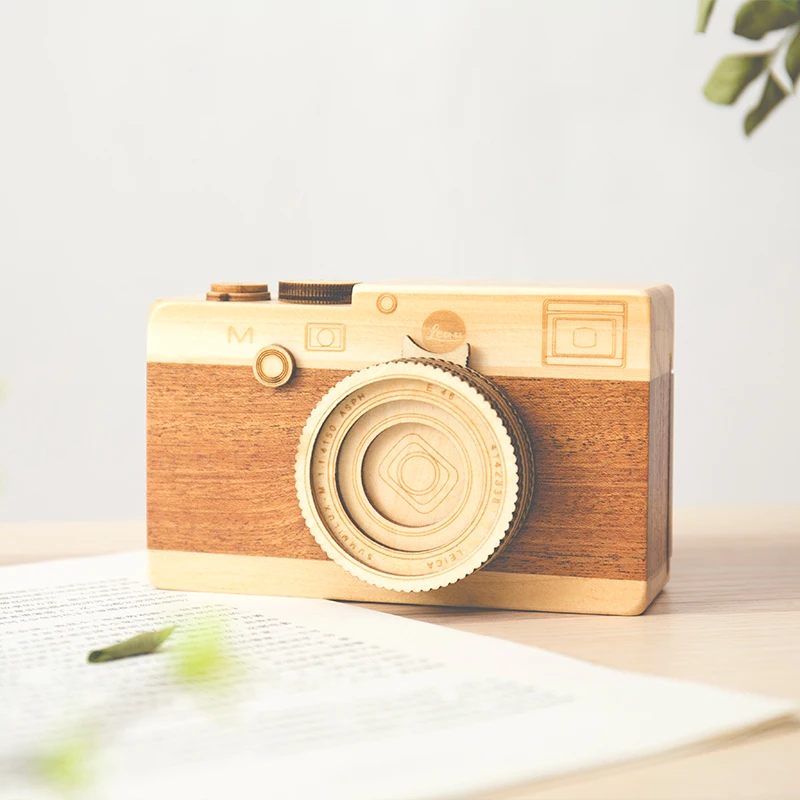 Camera Music Box Wooden Kids Toys Nordic Room Decor Furnishing Articles Baby Birthday Gifts Wood Toys Children Educational Toys