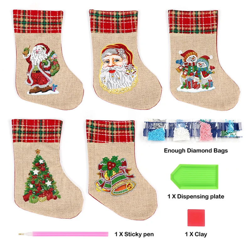 

Новинка, 5D Сделай Сам, ботинки, вышитые льняные рождественские носки, фотосумка