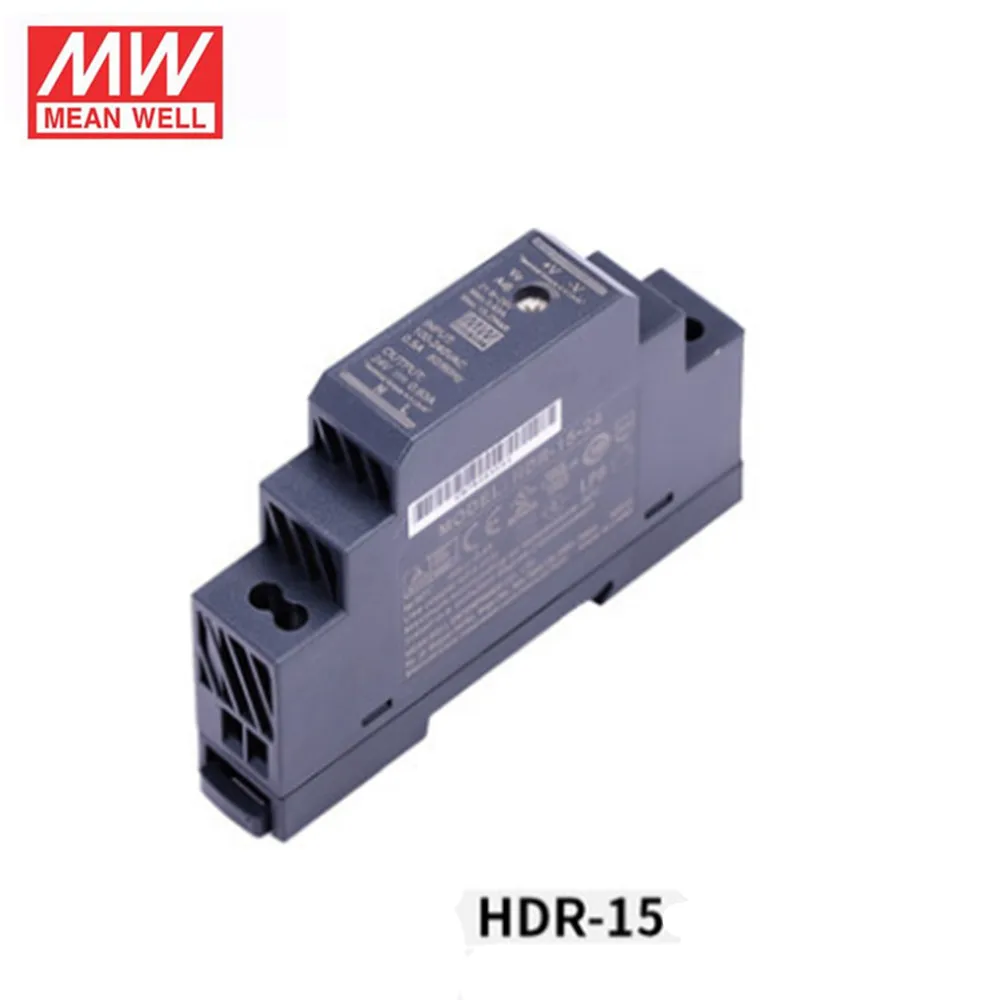 Original Mean Well HDR-15 30 60 100 150 series DC 5V 12V 15V 24V 48V meanwell Ultra Slim Step Shape DIN Rail Power Supply