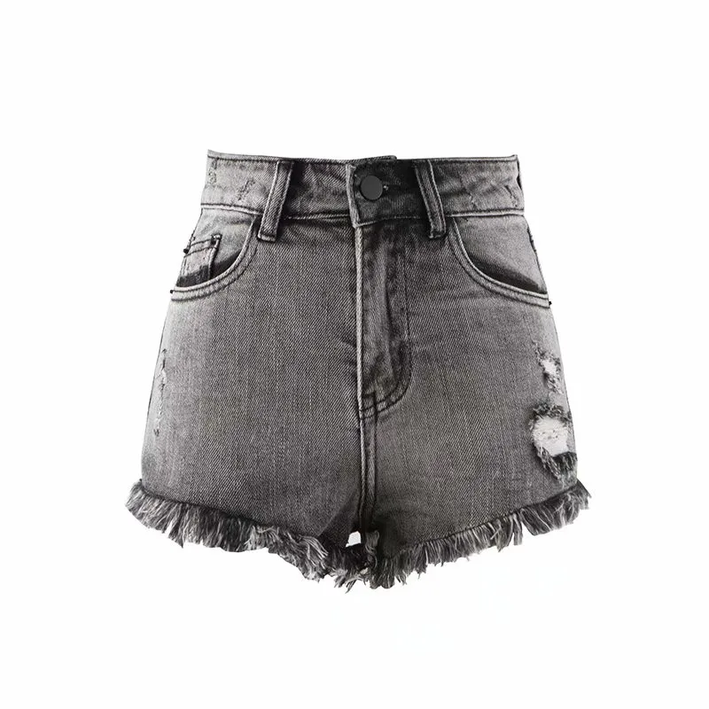 2019 autumn and winter new retro style high waist ultra short hair jeans women street solid color slim ladies | Женская одежда