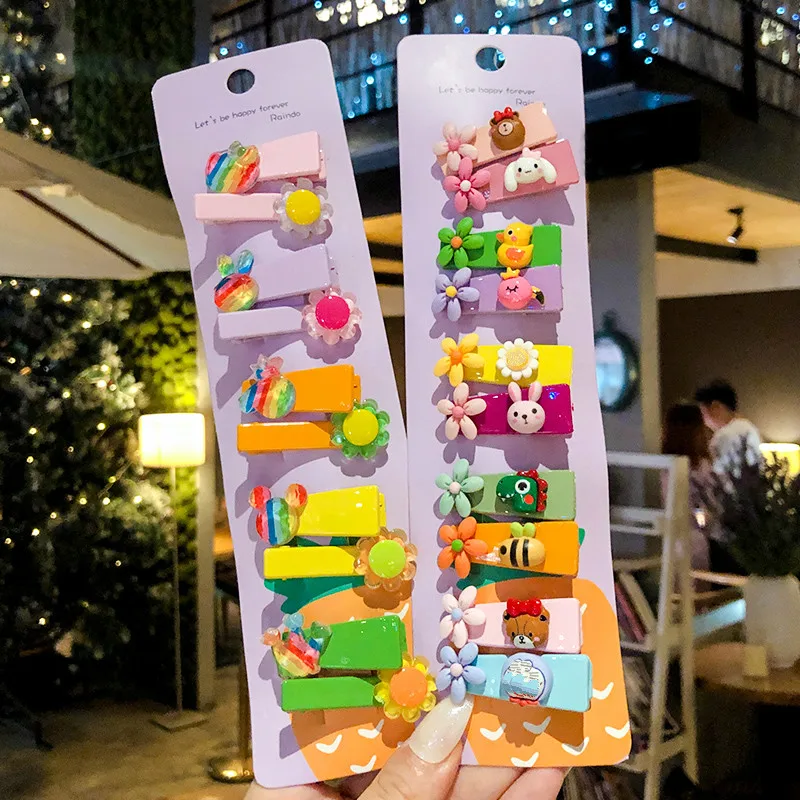

10/15 Pcs/Set Children Cute Colors Cartoon Flower Hair Clips Girls Lovely Rubber Bands Hairpins Kids Hair Bands Hair Accessories