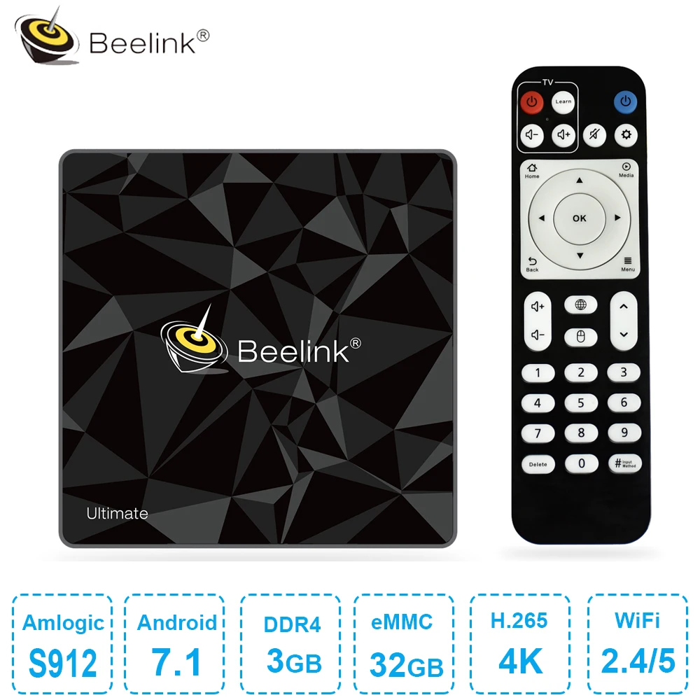 ТВ приставка Beelink GT1 Ultimate для Smart TV Amlogic S912 Android 7 1 Восьмиядерный процессор 2.0ггц 3 Гб