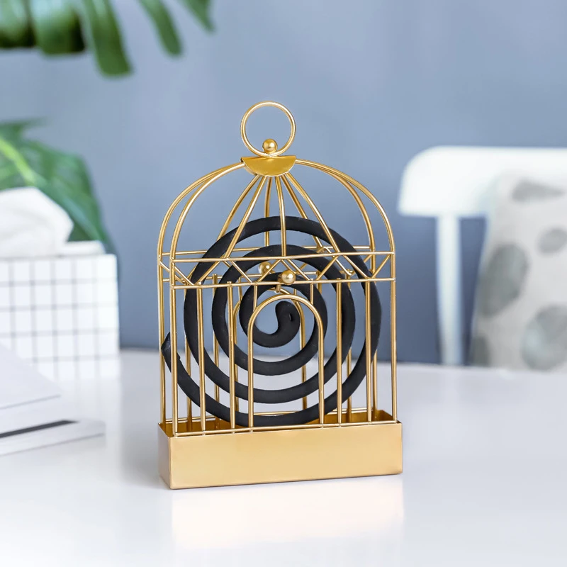 

Creative Mosquito Coil Holder Birdcage Shape Summer Day Iron Mosquito Repellent Incenses Rack Plate Home Decoration Nordic Style