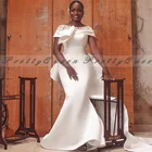 Женское атласное платье-Русалка It's yiiya, белое длинное платье с открытыми плечами в африканском стиле на лето 2021