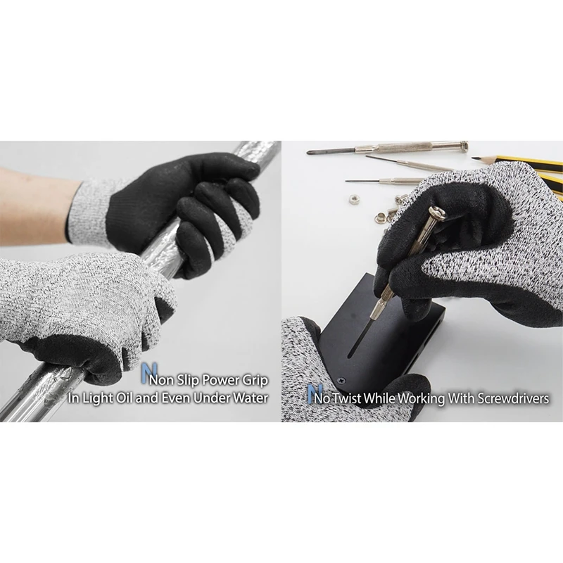 Promotion! 2 Pair Level 5 Cut Resistant Gloves 3D Comfort Stretch Fit Durable Power Grip Foam Nitrile Pass Fda Food Contact S |