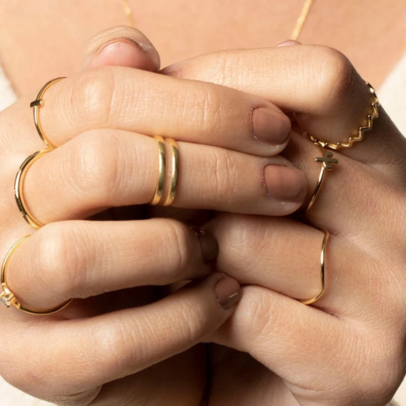 

CANNER 925 Sterling Silver Rings For Women Simple Adjustable Geometric Irregular Rings Jewelry anillos Wedding Birthday Gift