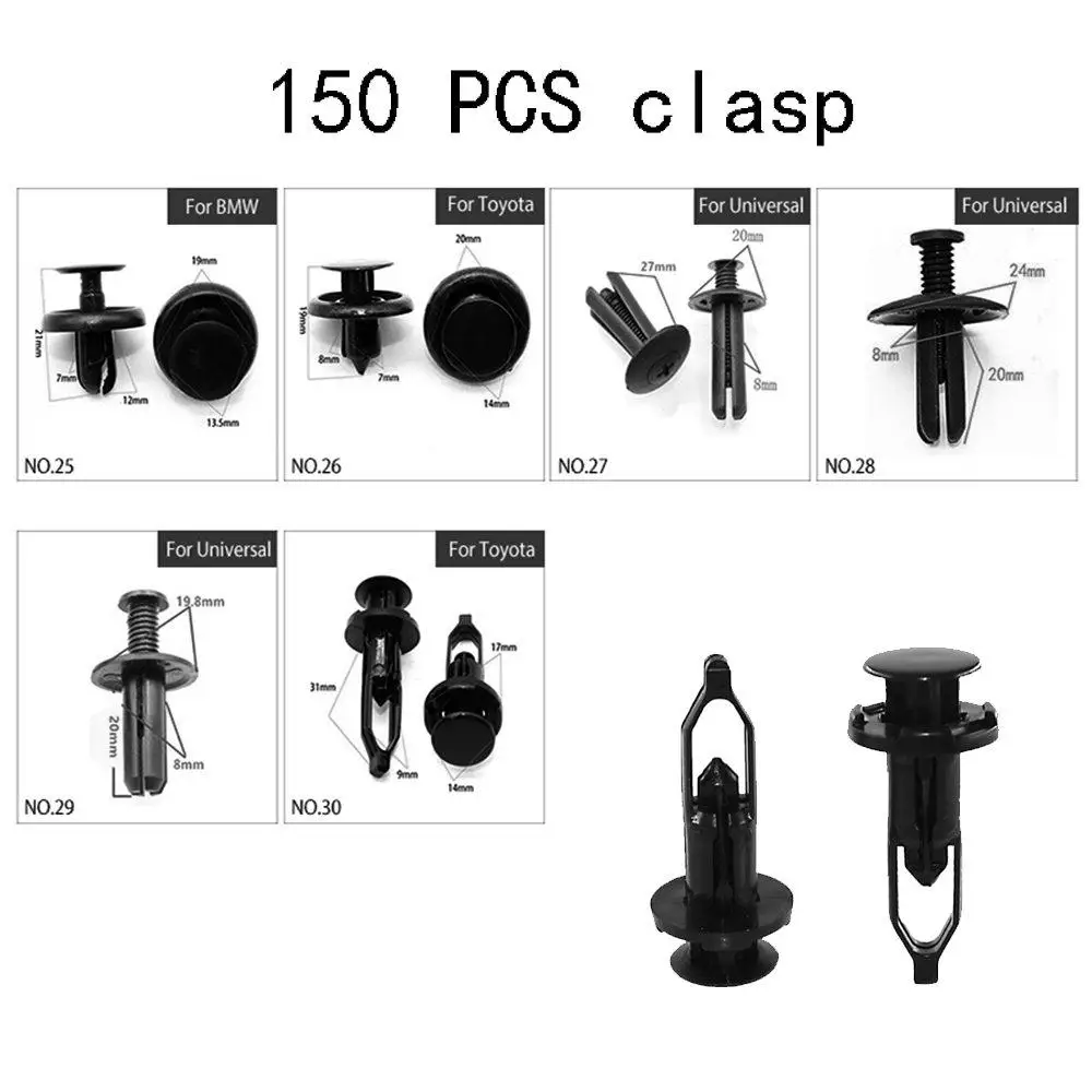 

150x Trunk Screw Rivets Set Car Bumper Fender For Auto Plastic Fastener Clips Car Replacement Accessories