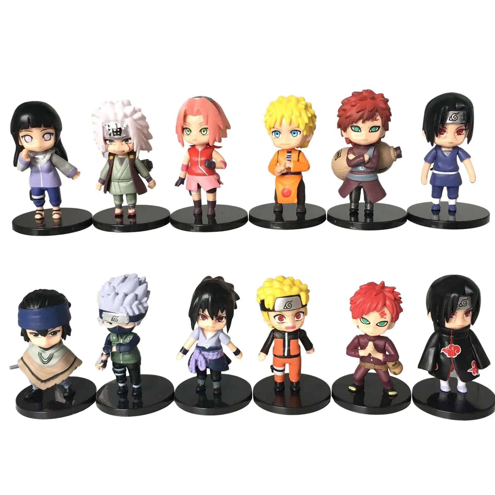 

12pcs/set Antistress AnimeShippuden Hinata Sasuke Itachi Kakashi Gaara Jiraiya Sakura Q Version PVC Figures Toys Dolls Kid Gift