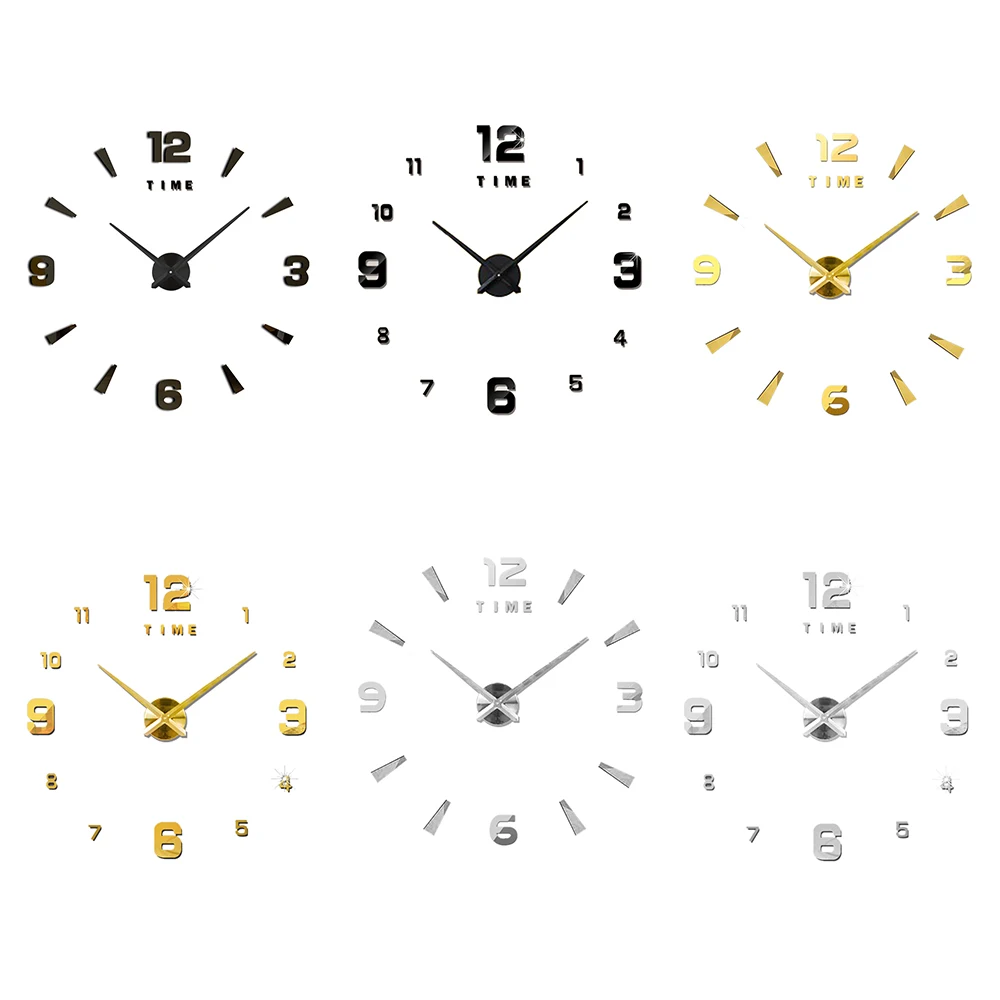DIY настенные часы Безрамные беззвучные 3D зеркальные большие современные