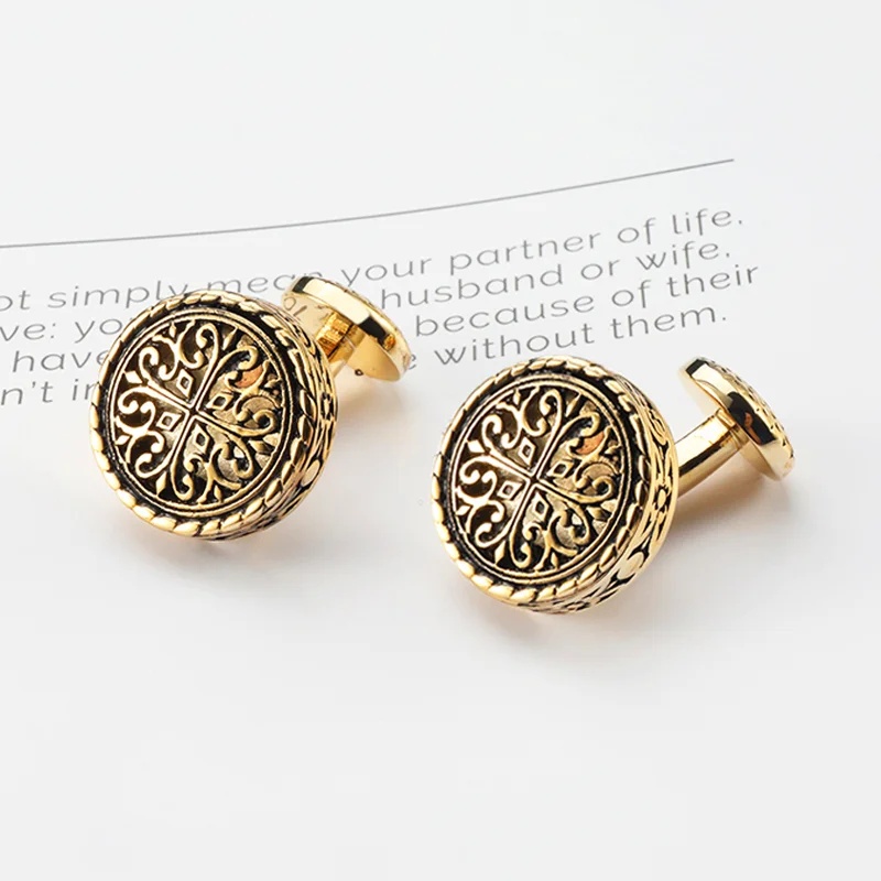 Золотые винтажные запонки JIN&ampJU для свадьбы мужские манжетные пуговицы роскошные ювелирные изделия Spinki Do Mankietów Gemelos Para Hombre Camisa.