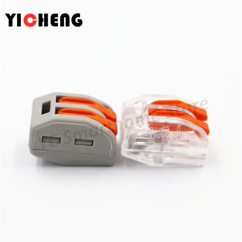 100 шт. Универсальный Компактный проводной соединитель 2-контактный клеммный блок