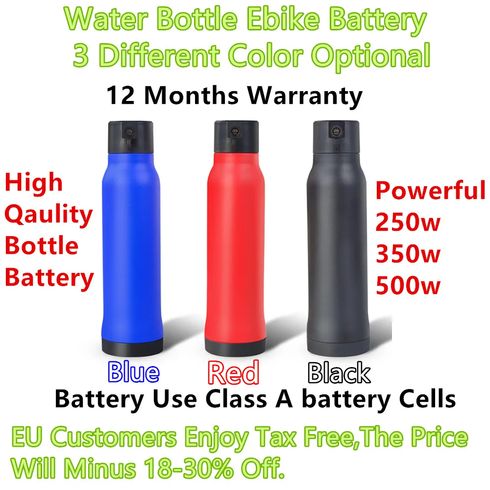 

250w 350w 500w New Water Bottle Electric Bike Battery Pack 36V 7.8Ah 8.7Ah 9.6Ah 10Ah 10.5Ah Bottle Ebike Battery with Charger