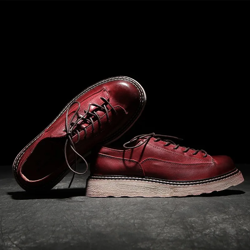 Модные брендовые мужские осенние деловые модельные туфли с круглым носком 100%