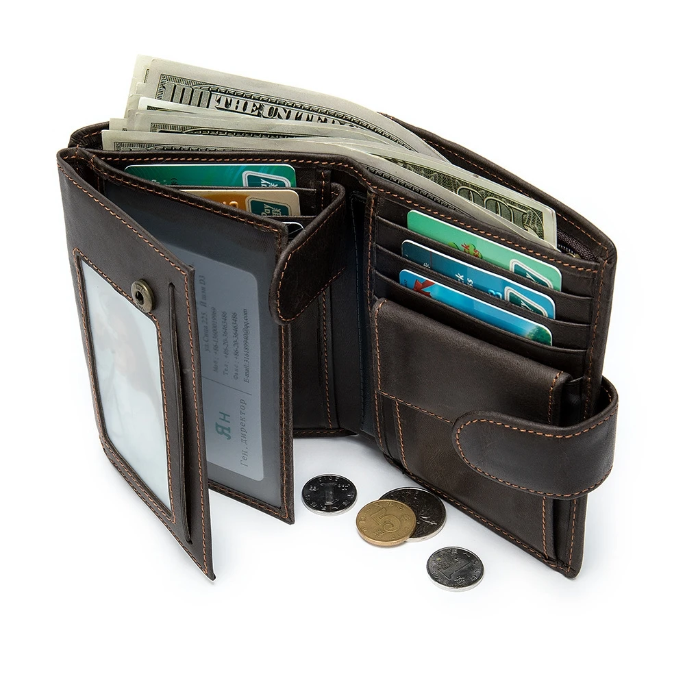 Мужской кошелек из натуральной кожи на каждый день в стиле ретро короткий