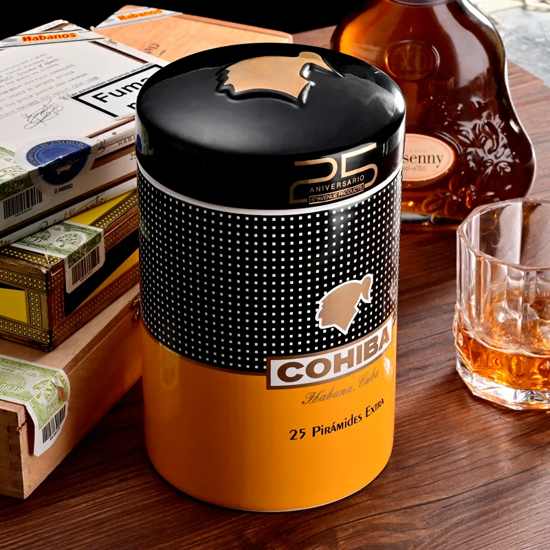 

COHIBA Cigar Humidor Ceramic Tobacco Store Cigar Jar Home Humidor Box Cigar Tube For Cigars Humidifier Bag