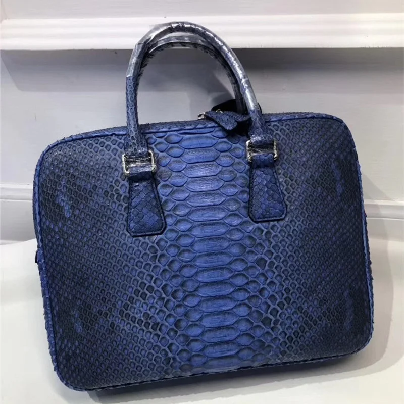 Business Style Genuine Python Leather Zipper Closure Men's Large Portfolio Handbag Authentic Snakeskin Male Laptop Briefcase