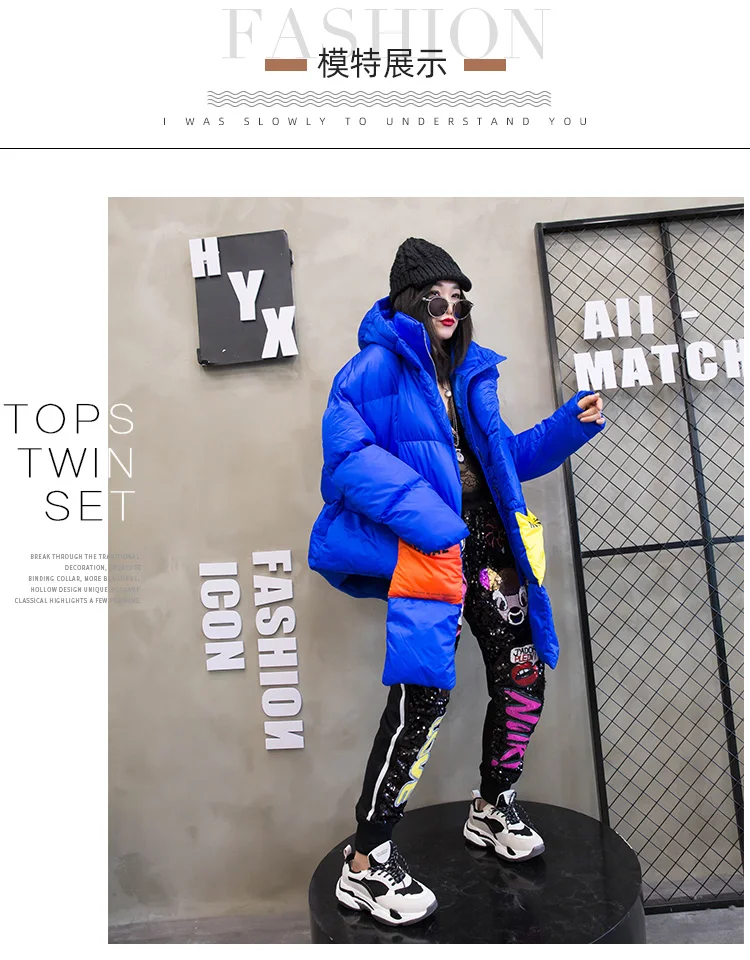 Oversize Down Jacket women Streetwear Warm Parka thick winter Coat Women Hooded Cotton Jackets Retro Coat With a scarf 234