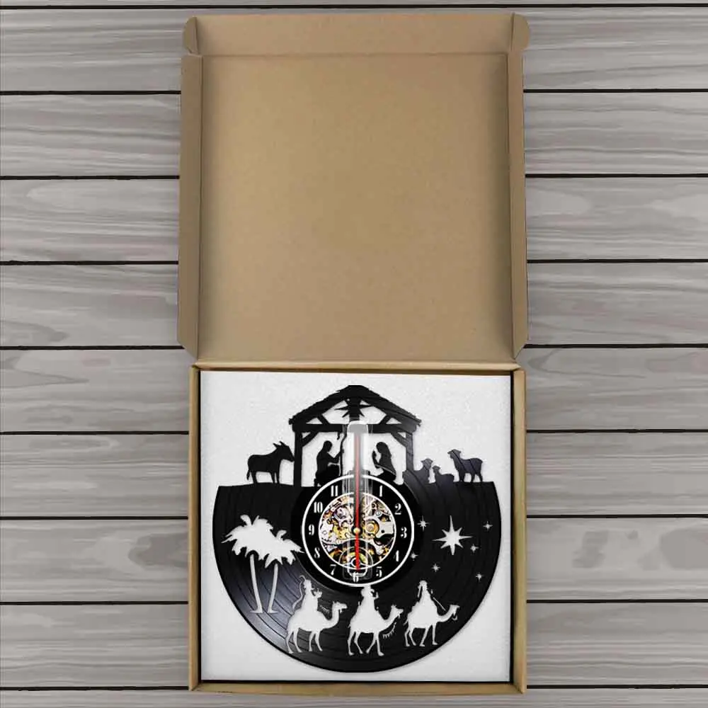 Винтажные настенные часы с христианскими виниловыми пластинами Menino Иисус