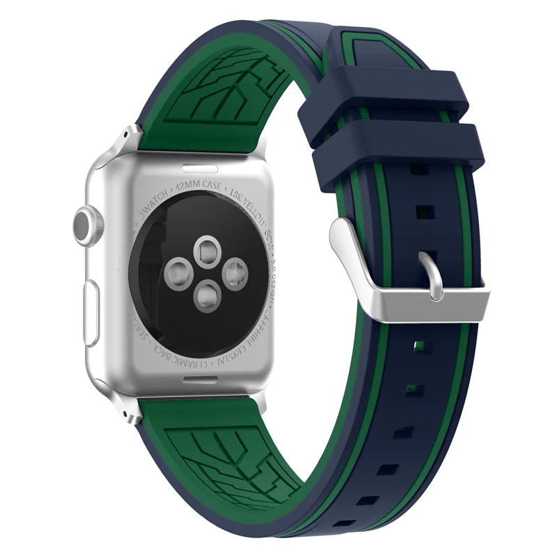 Midnight-blue-green Спортивный ремешок JANSIN для apple watch series 5 4 3 2 браслет iWatch 5 ремешок 40 мм 44 мм мягкий силиконовый ремешок для apple watch 38 мм 42 мм - Цвет ремешка: Midnight-blue-green