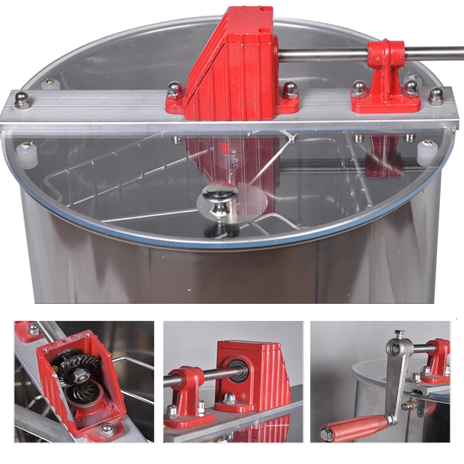 

Stainless Steel Manual 3 Frames Bee Honey Extractor Honey Centrifuge for Beekeeper Removable inner frame