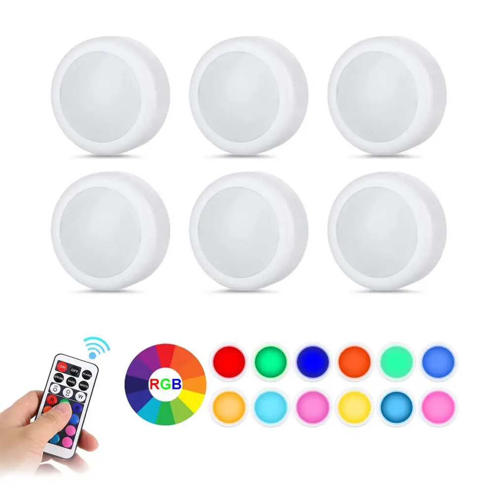 Датчик касания с регулируемой яркостью RGB светодиодный светильник под шкафом с удаленными Светодиодные шайбы Ночной Настенный светильник для гардероба кухни закрытые лампы