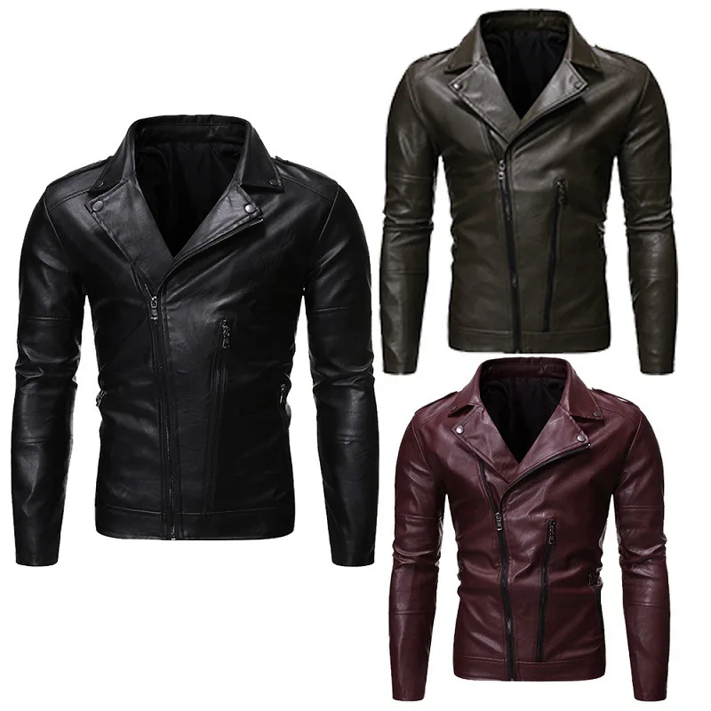 

PU Leather Jacket Men Casual Spring Autumn Coat