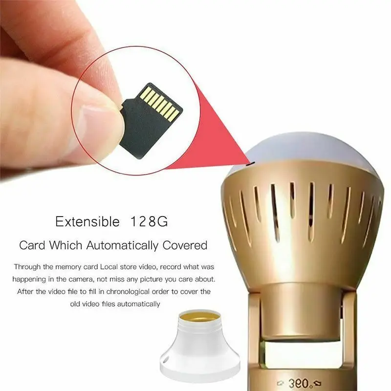 1080P HD Wifi IP камера панорамная 360 двухсторонняя o лампа светильник E27 IR Cut мини