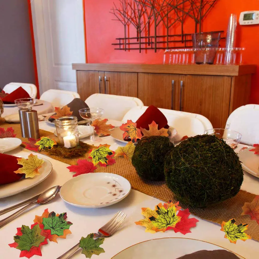 

1000Pcs Artificial Maple Leaves Simulation Of Decorative Maple Leaves Fake Autumn Leaves For Home Wedding Party Decoration