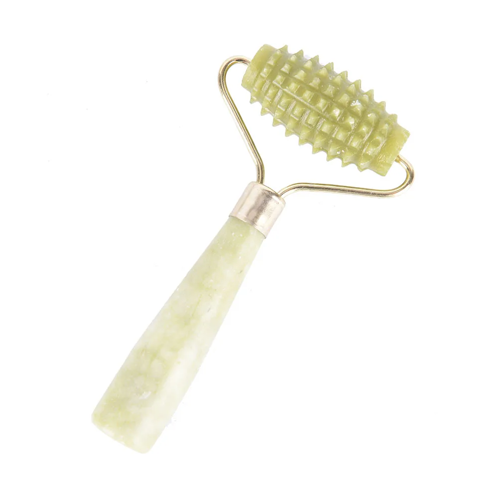 

1pc Chinese Style Face Massager Roller Head Neck Body Facial Health Slimming Massager Green Natural Jade Spa