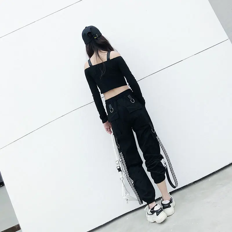 Cotton Plus Size Cargo Pants Women Elastic High Waist Pantalon Femme Loose Pockets Trousers Streetwear | Женская одежда