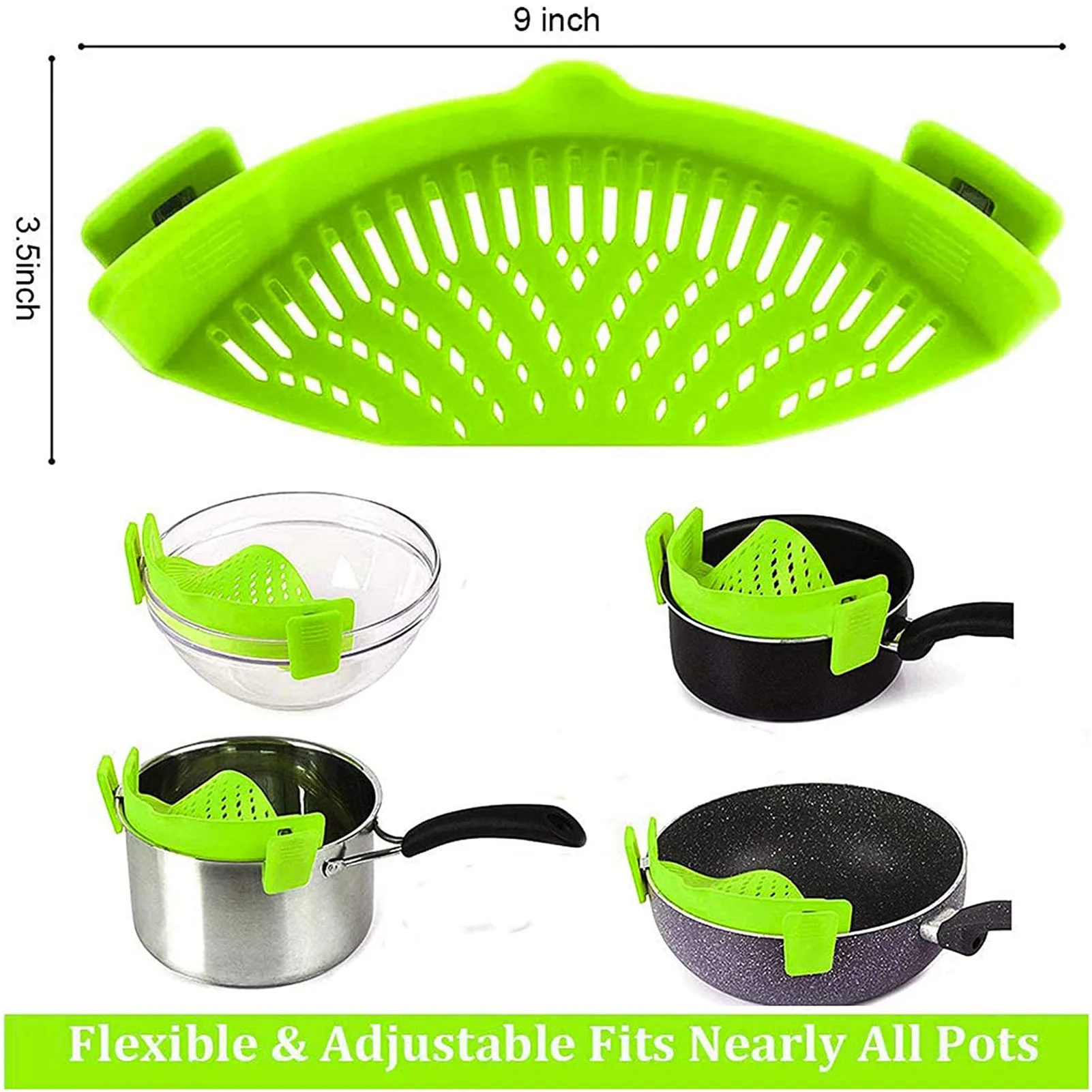 

Silicone Pot Funnel Strainers Water Filters Rice Accessories Handle Type Fruit Vegetable Wash Colander for Kitchen Gadgets