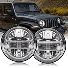 Новейшие 7-дюймовые светодиодный ные фары для Jeep Wrangler JK 2007-2018 LJ CJ TJ Suzuki Samurai Lada 4x4 DRL дальнегоближнего света, светодиодный ные круглые фары