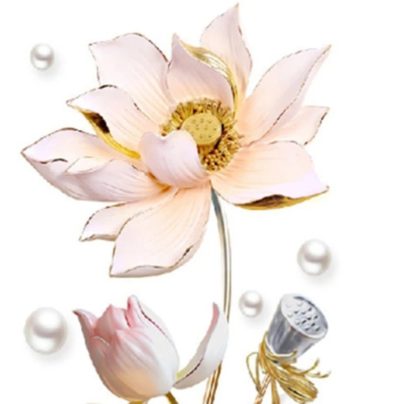 Объемная наклейка на стену в виде цветка лотоса самоклеящийся Декор для дома из