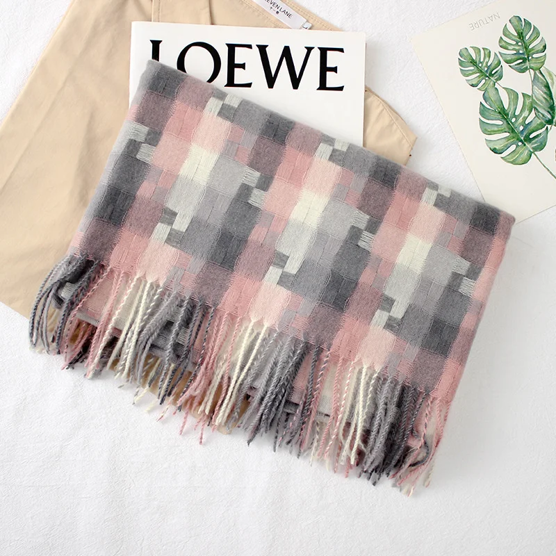 Осенне-зимний женский модный мешковатый шарф из искусственного кашемира женские