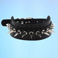 new punk style quality rivet pu leather collar necklace personality fashion double leather neck strap collarbone chain