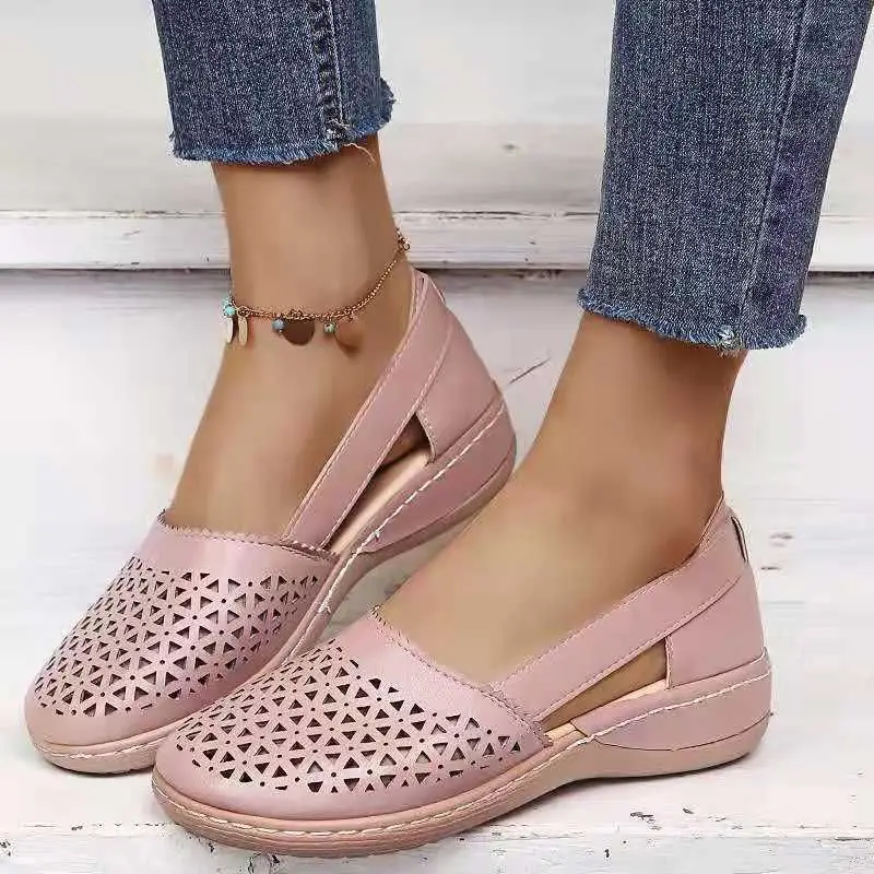 

New 2021 casual heels, laser-cut Baotou Sandals, plus-size women's shoes
