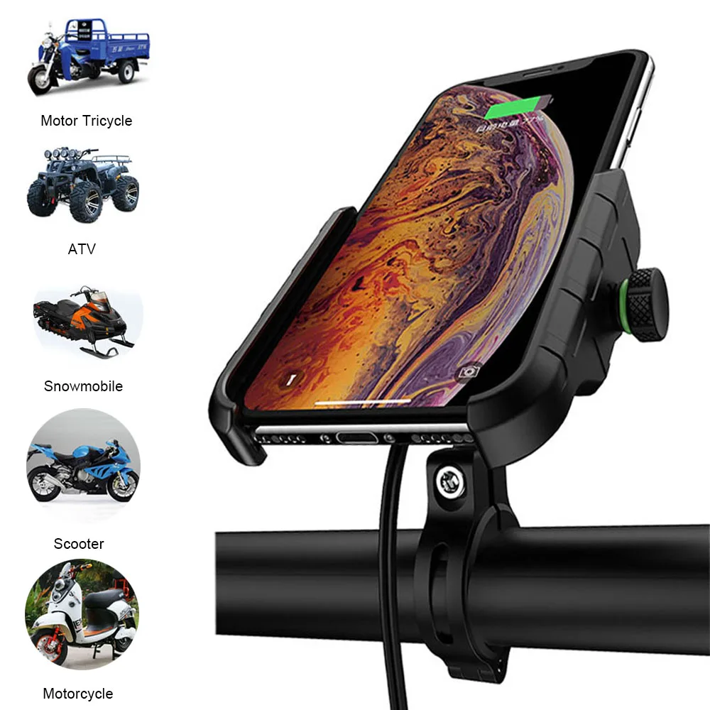 Держатель для телефона мотоцикла Qi Беспроводное зарядное устройство зеркала