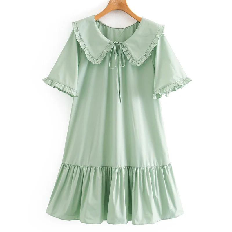 Женское платье с коротким рукавом AGong элегантное однотонное мини воротником в