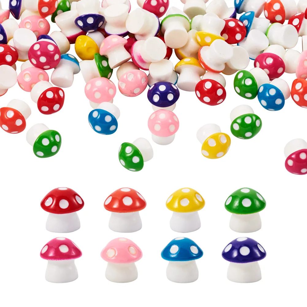

80Pcs 11x11mm Colorful Mini Resin Mushroom Home Garden Miniatures Decoration Kids Bracelet Pendant Craft Jewelry Making