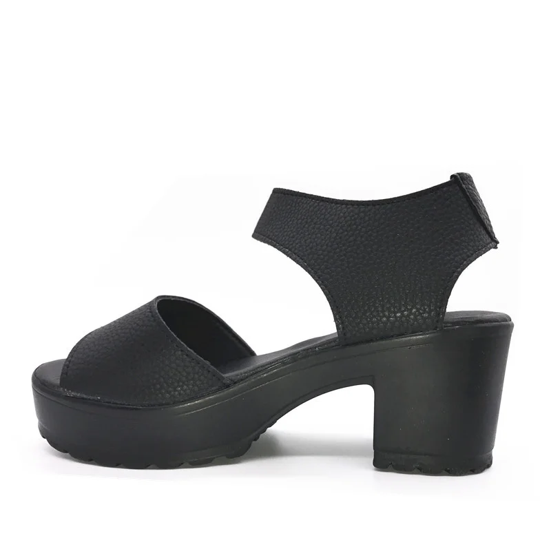 

Mazefeng New White Women Sandals Hook & Loop Women High Heels Female EVA Women Shoes Women Casual Sandals Cut-Outs Sandals Black