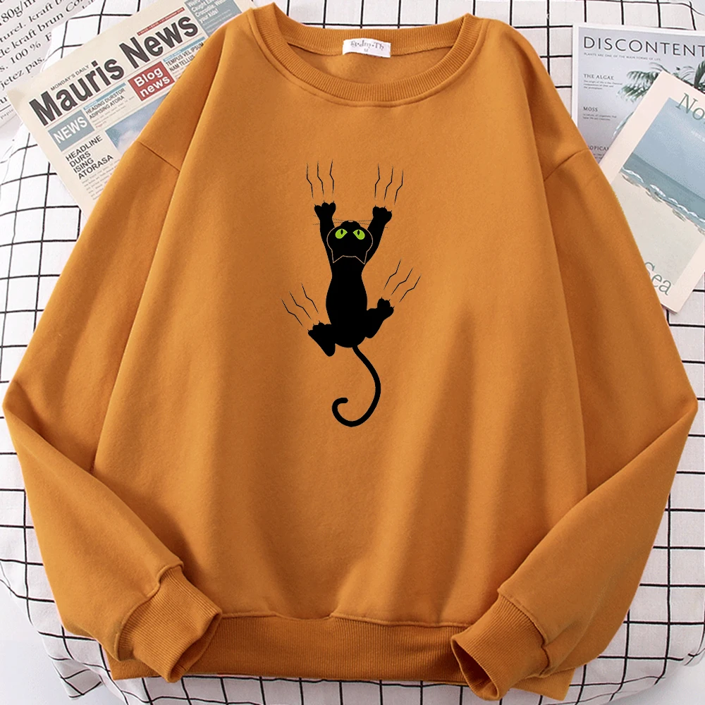 

Толстовка мужская флисовая с капюшоном, модный уличный свитшот с принтом озорной черной кошки, Повседневный пуловер унисекс, большие разме...